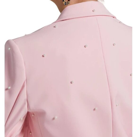 Generation Love Nadia Pearl Blazer Jacket Ruched Sleeves Pastel Pink Size XL NWT - Picture 2 of 6